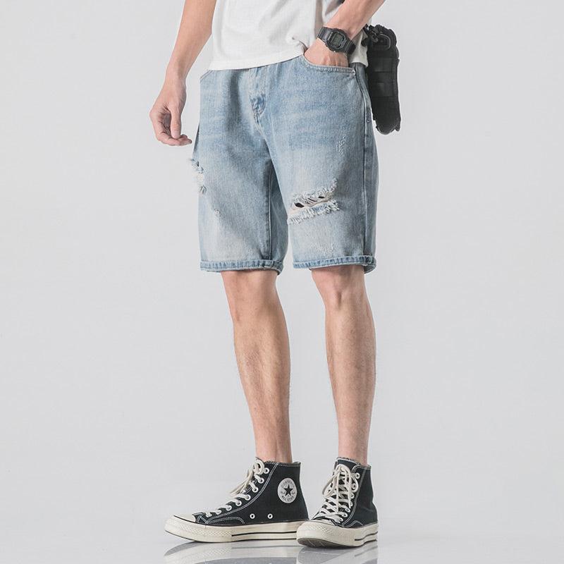 Breathable Ripped Denim Shorts