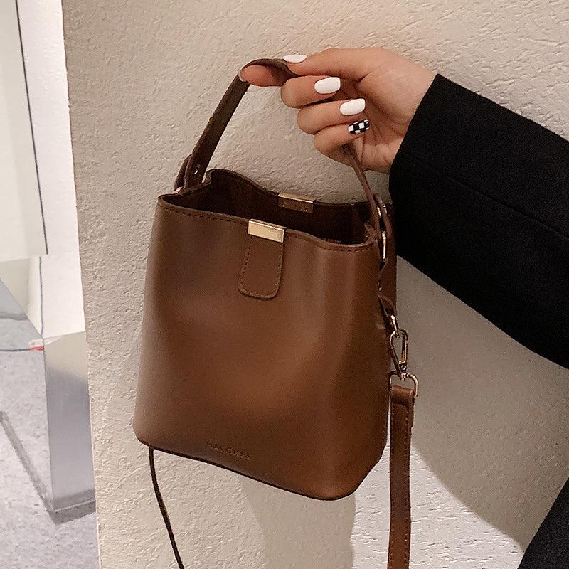 Brown Faux Leather Shoulder Bag