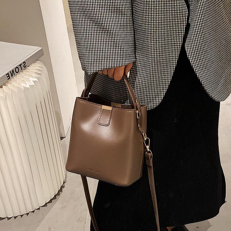 Brown Faux Leather Shoulder Bag