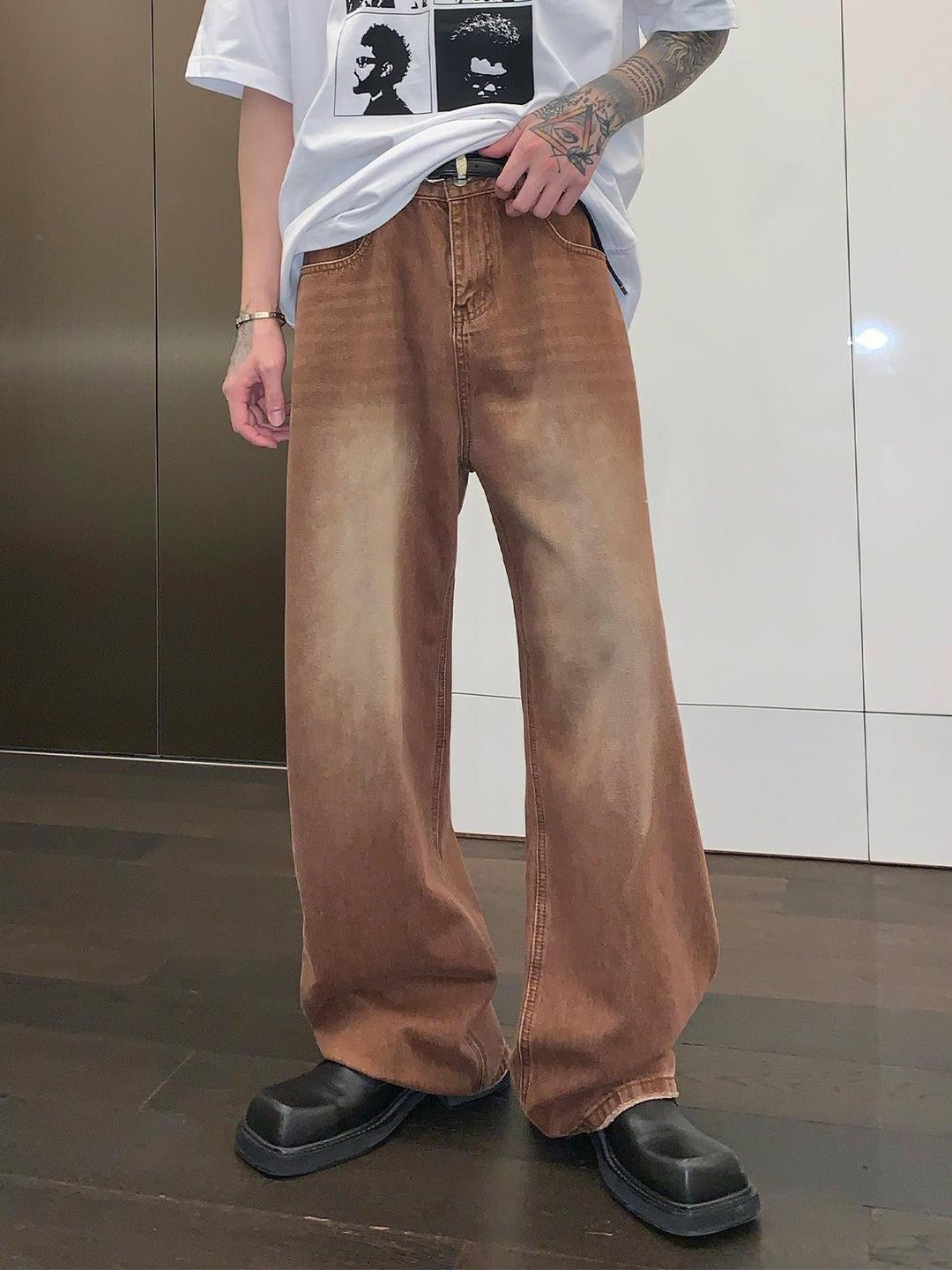 Brown Wide Leg Jeans