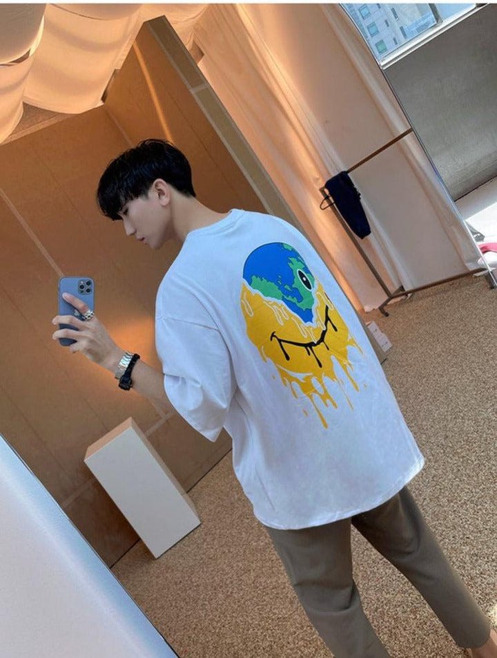 Cartoon Printing Round Neck T-Shirt