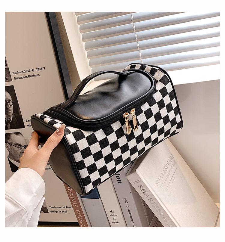 Checkered Cosmetic Bag