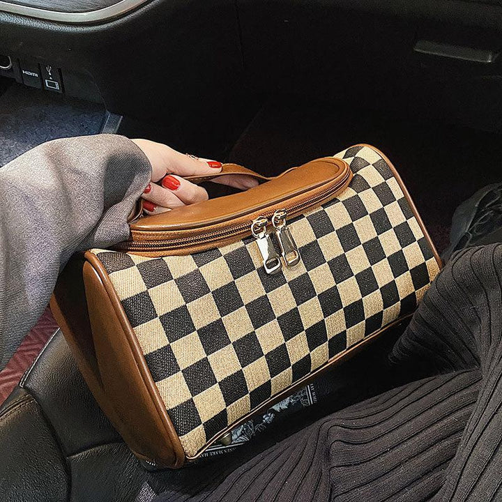 Checkered Cosmetic Bag