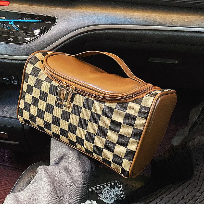 Checkered Cosmetic Bag