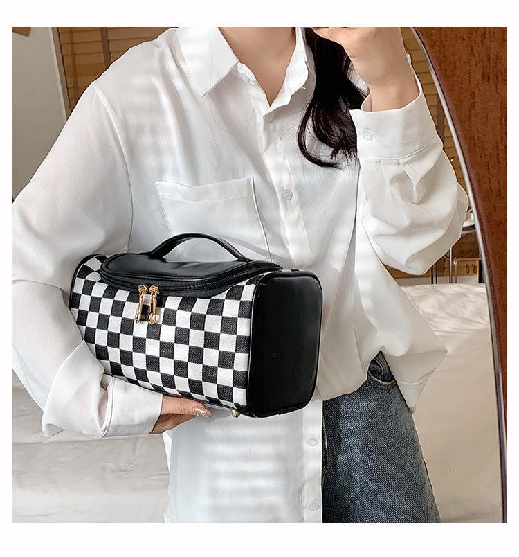 Checkered Cosmetic Bag