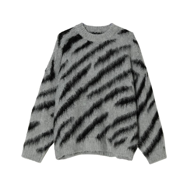 Crew Neck Zebra Sweater