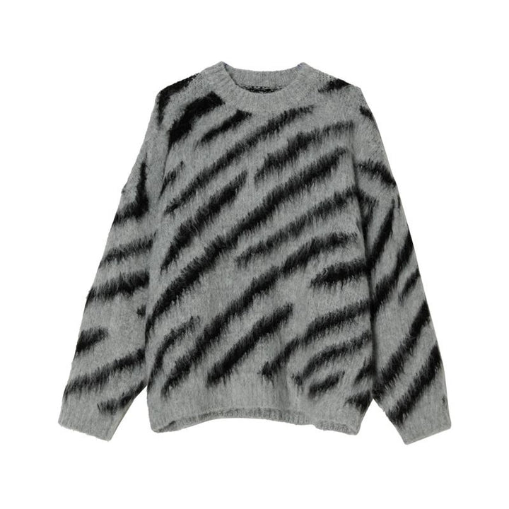 Crew Neck Zebra Sweater