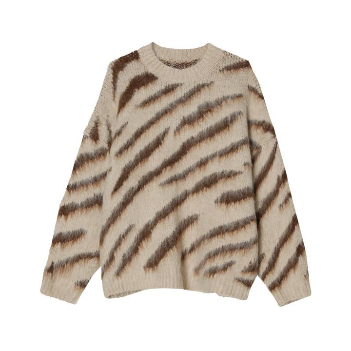 Crew Neck Zebra Sweater