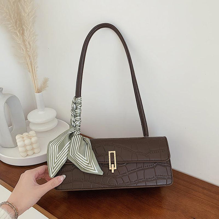 Crocodile-Print Baguette Bag