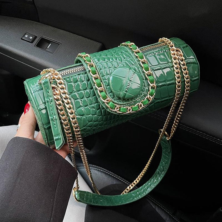 Crocodile-Print Shoulder Bag