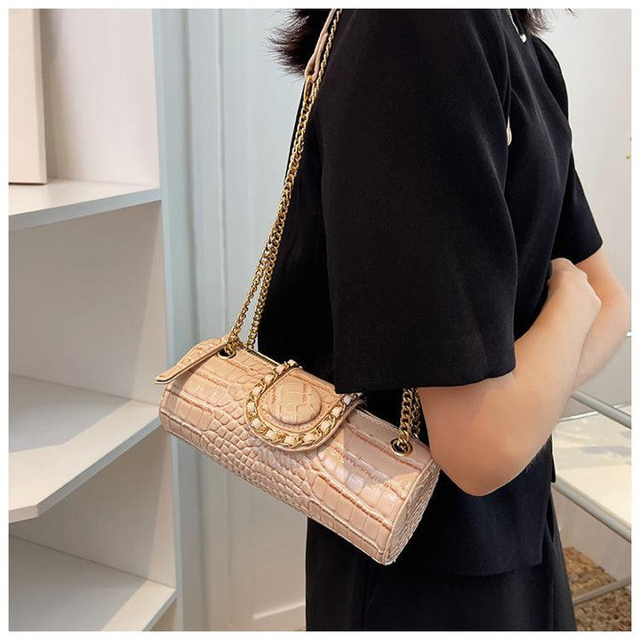 Crocodile-Print Shoulder Bag