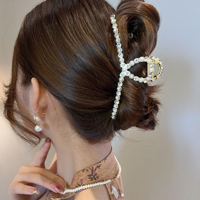 Diamond Pearl Hair Claw Clip