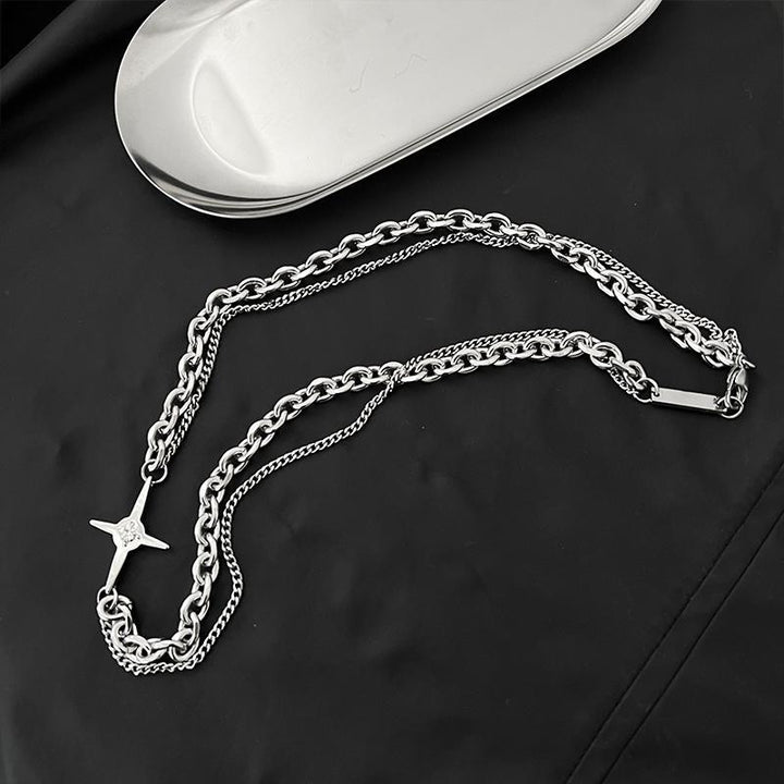 Double Chain Cross Necklace