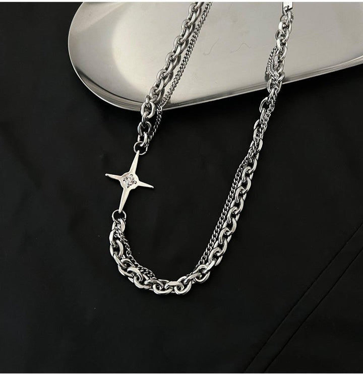 Double Chain Cross Necklace