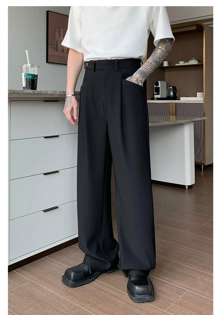 Drape Pleated Wide-leg Pants