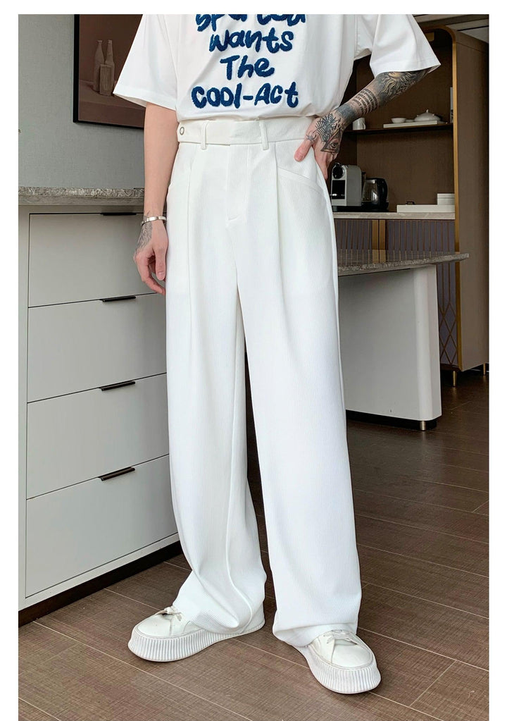 Drape Pleated Wide-leg Pants