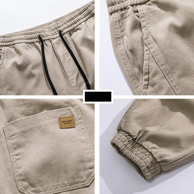 Drawstring Elastic Waist Beam Pants