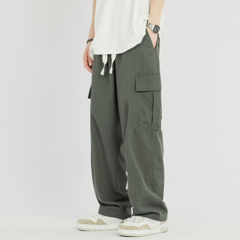 Elastic Drawstring Cargo Straight Pants