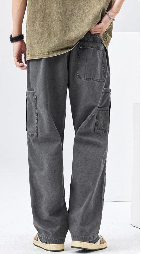 Elastic Waist Straight Cargo Pants