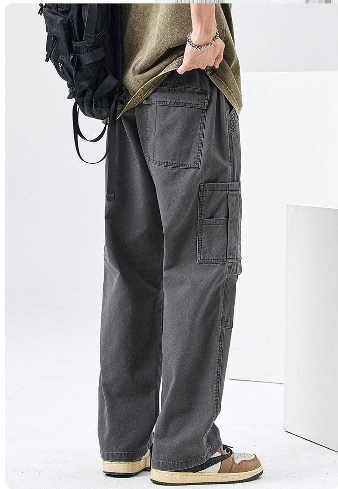 Elastic Waist Straight Cargo Pants