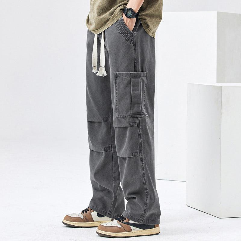 Elastic Waist Straight Cargo Pants