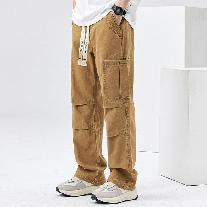 Elastic Waist Straight Cargo Pants