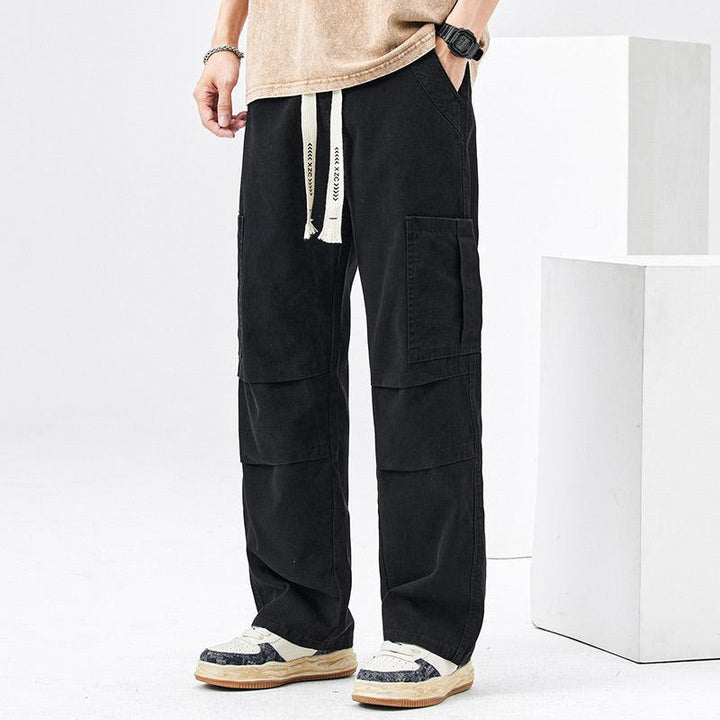 Elastic Waist Straight Cargo Pants