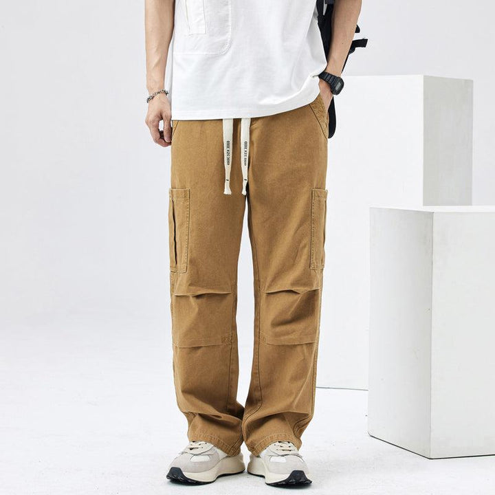 Elastic Waist Straight Cargo Pants