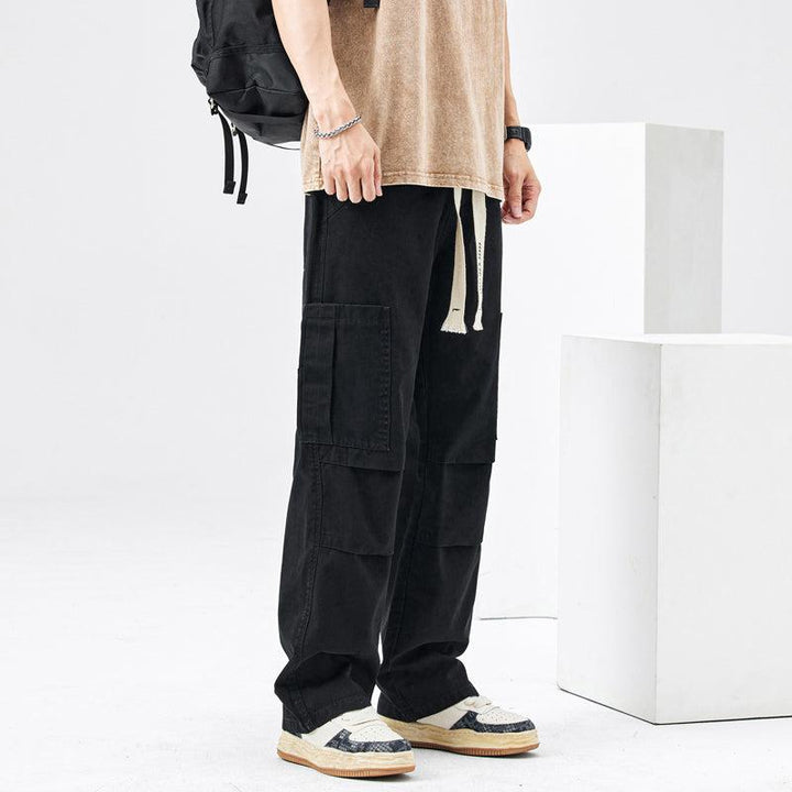 Elastic Waist Straight Cargo Pants