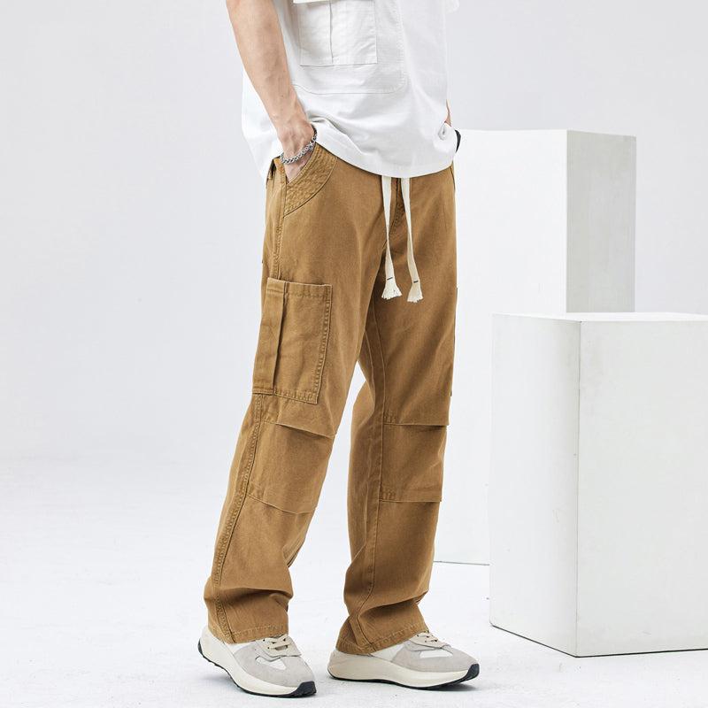 Elastic Waist Straight Cargo Pants