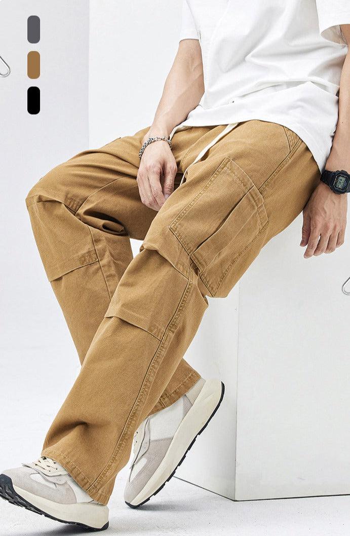 Elastic Waist Straight Cargo Pants