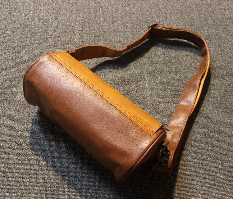 Faux Leather Barrel Bag