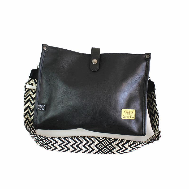 Faux Leather Black Crossbody Bag