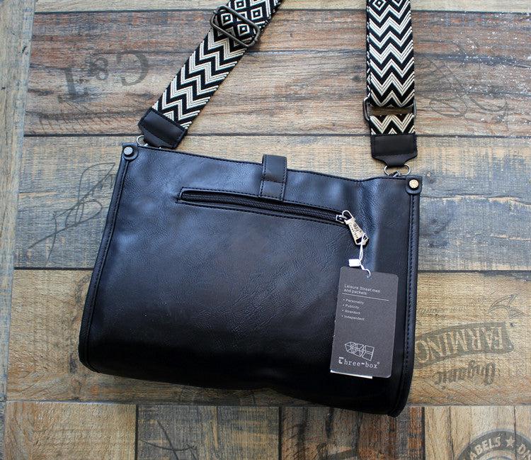 Faux Leather Black Crossbody Bag