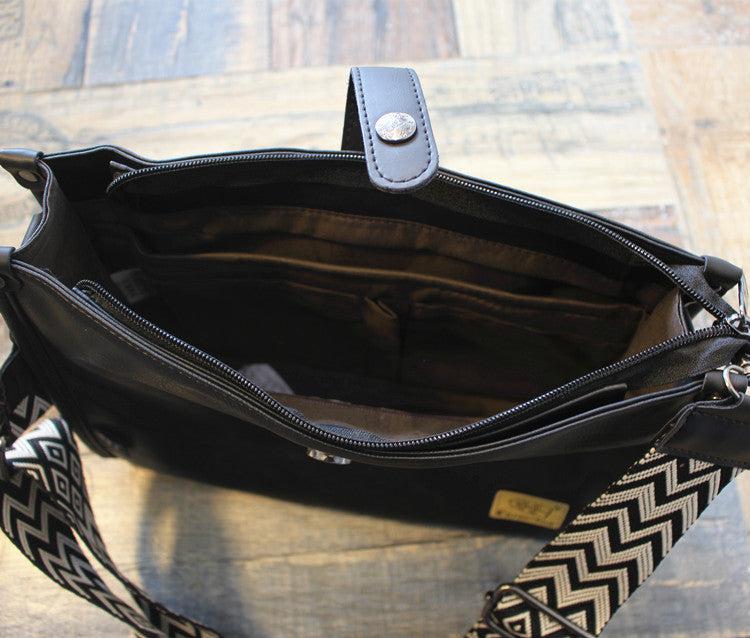 Faux Leather Black Crossbody Bag