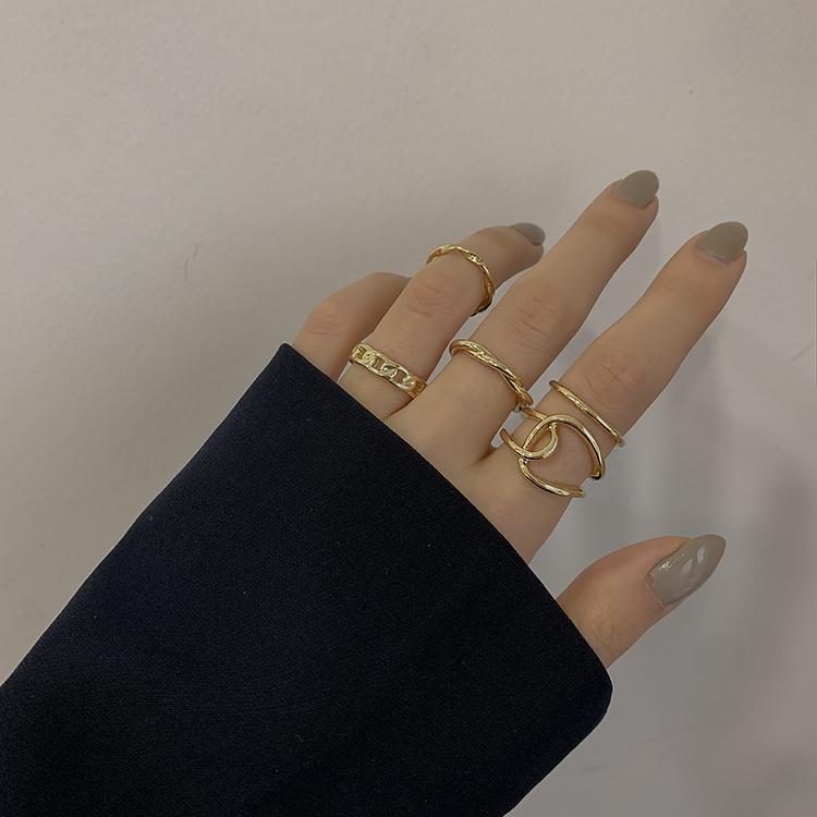 Five-Piece Golden Open Ring