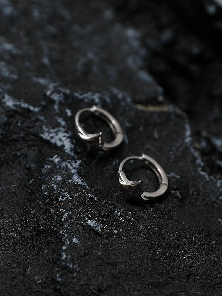 Four Pointed Star Hoop Earrings