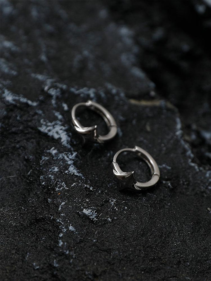 Four Pointed Star Hoop Earrings