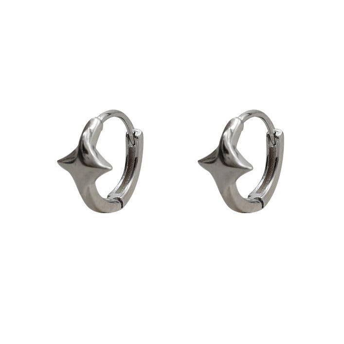 Four Pointed Star Hoop Earrings