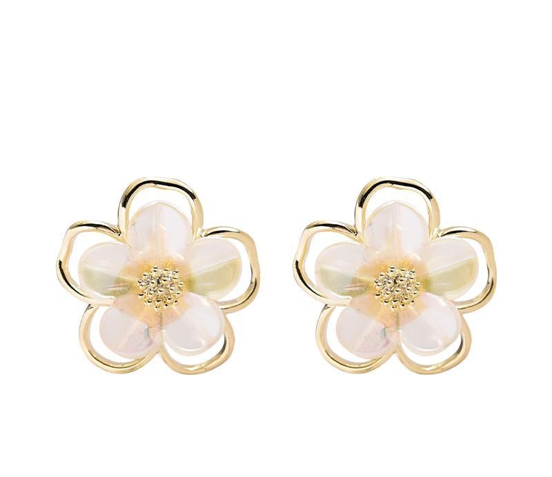 Golden Hollow Flower Earrings