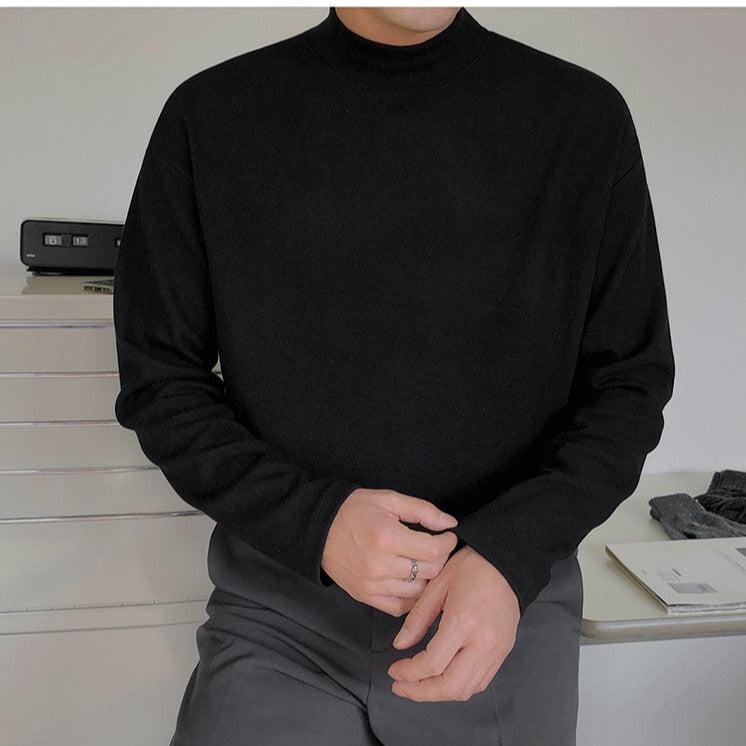 Half-high Collar Long-sleeved Cotton Shirt