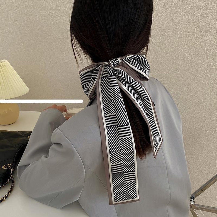 Houndstooth Long Silk Scarf