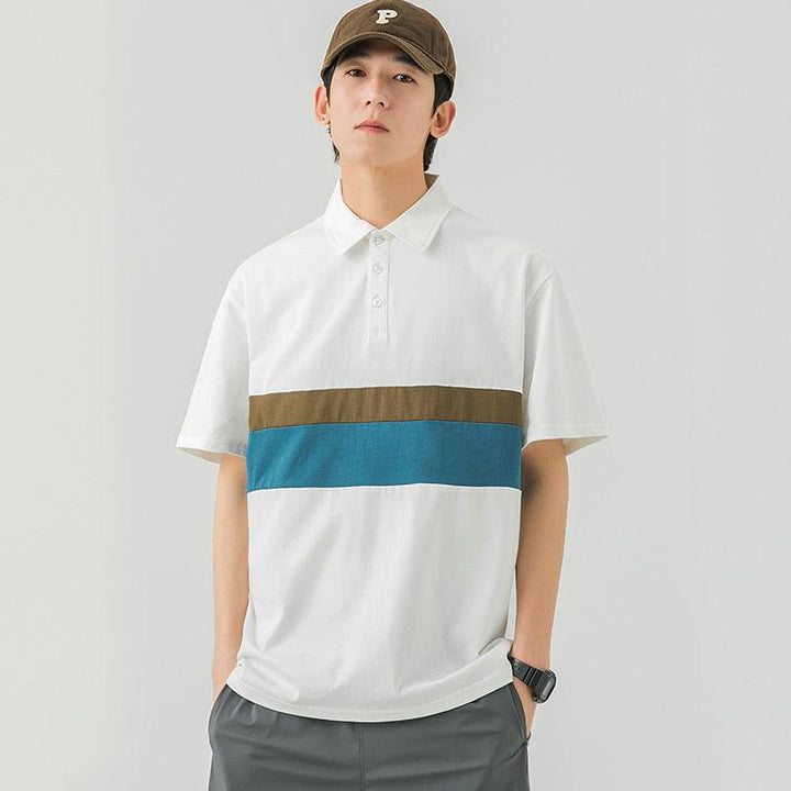 Lapel Breathable Stripe Polo T-Shirt