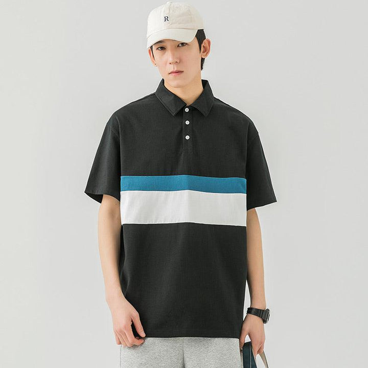 Lapel Breathable Stripe Polo T-Shirt