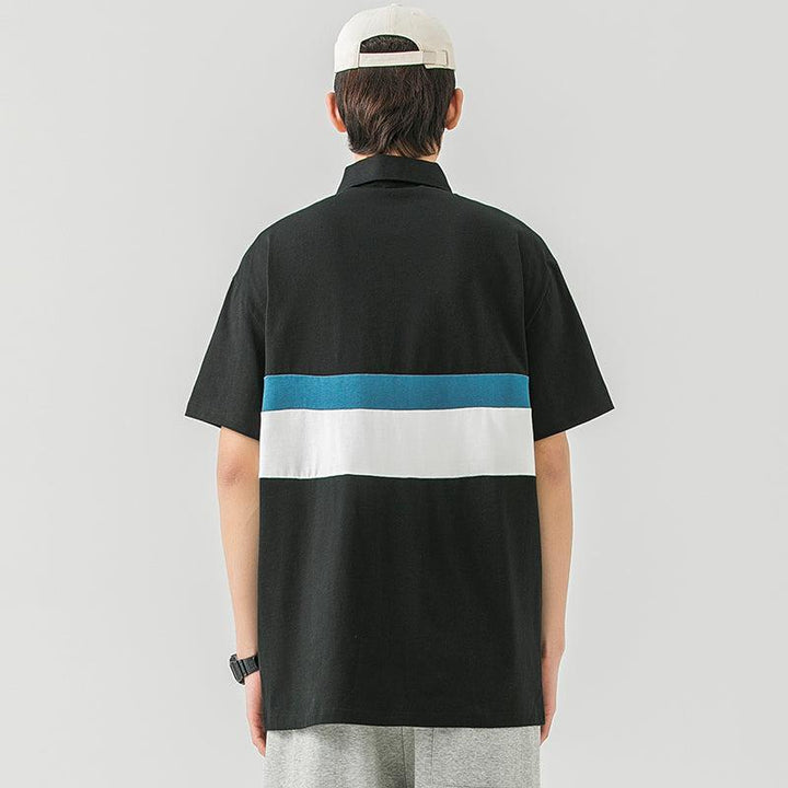 Lapel Breathable Stripe Polo T-Shirt