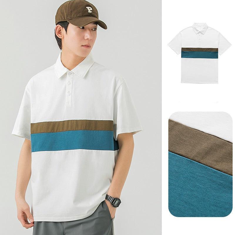 Lapel Breathable Stripe Polo T-Shirt