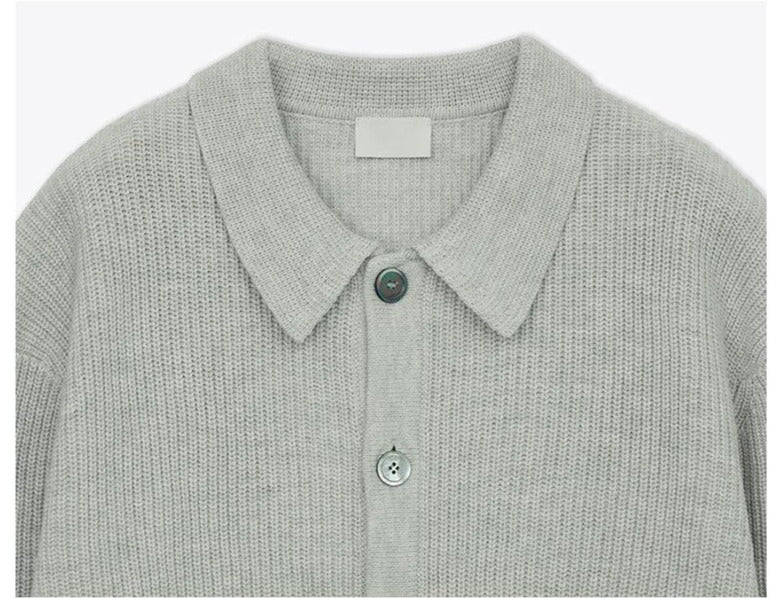 Lapel Button-down Knitted Cardigan