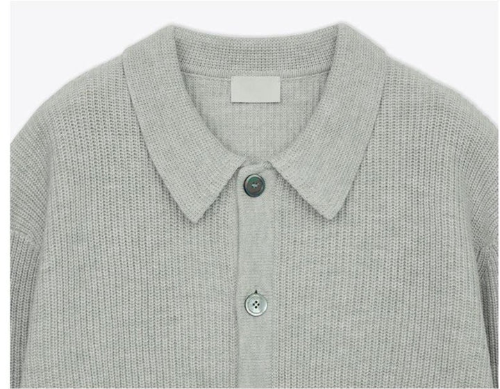 Lapel Button-down Knitted Cardigan