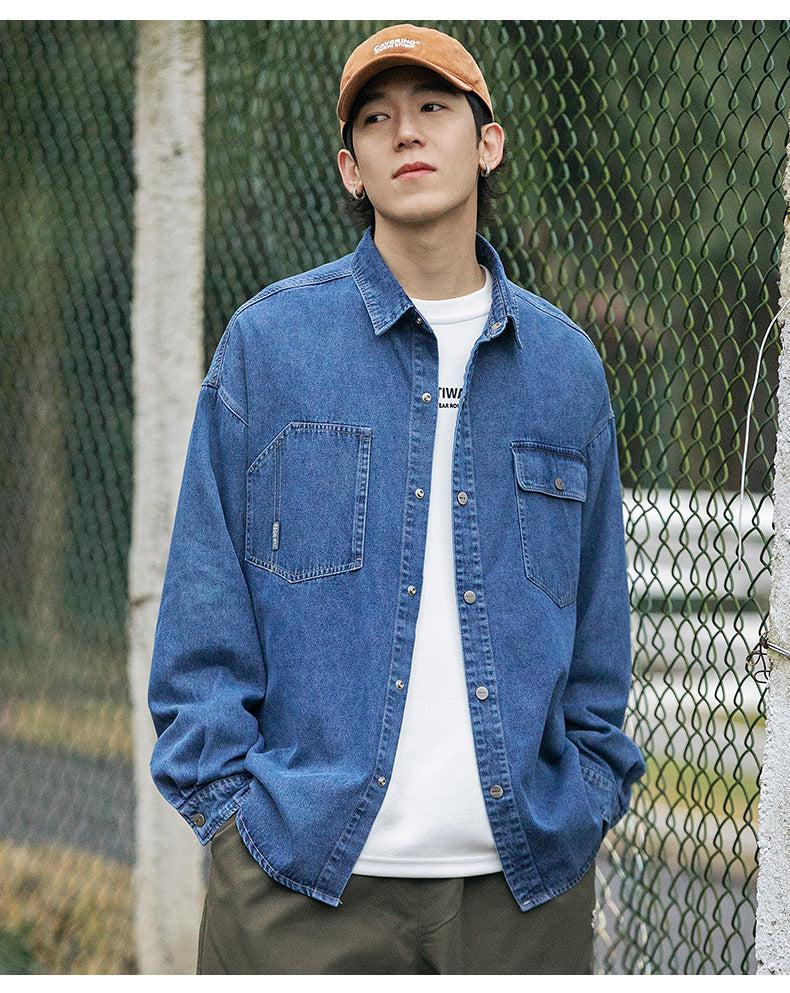 Lapel Long-sleeved Denim Shirt