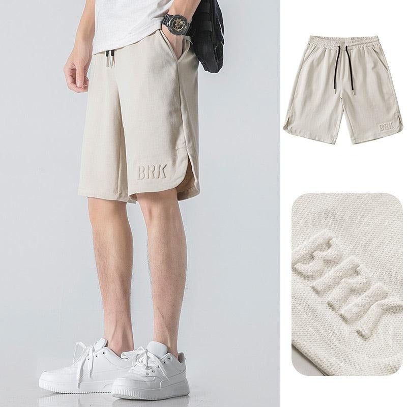 Letter Embroidery Drawstring Waist Shorts